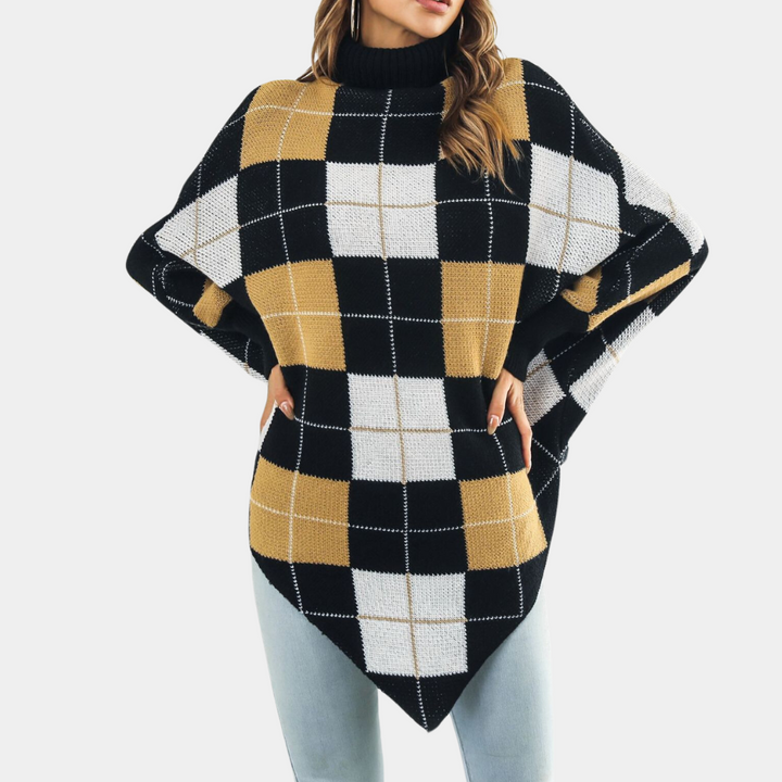 Aikaterini - Elegant women's sweatshirt in trendy check pattern