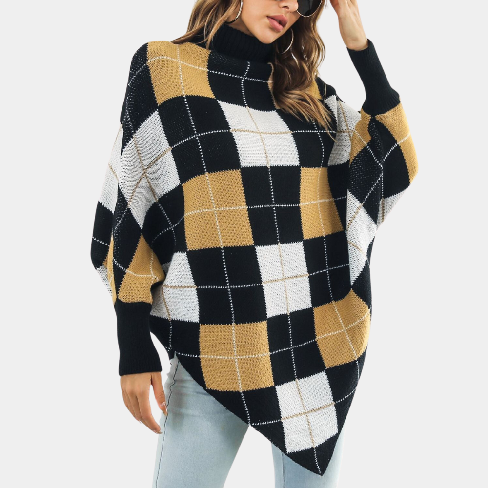 Aikaterini - Elegant women's sweatshirt in trendy check pattern