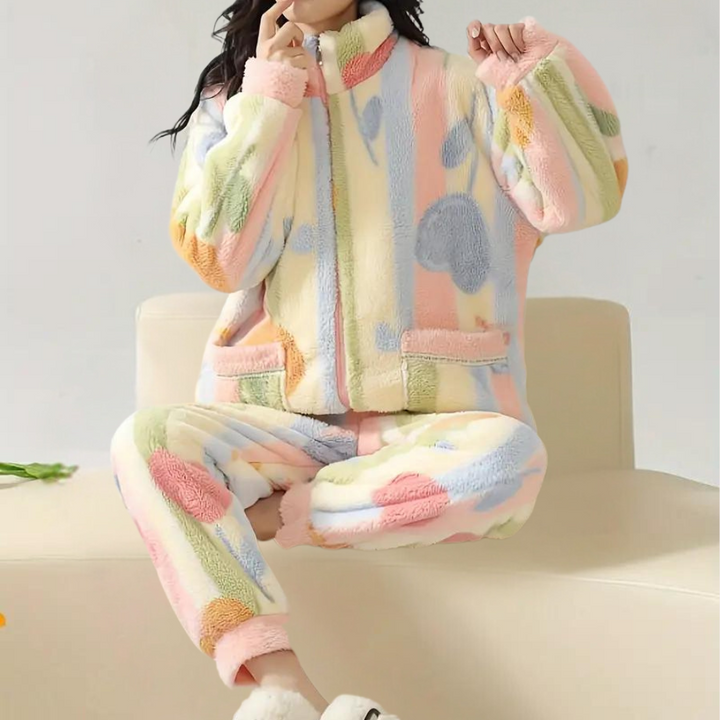Romhilda - Exclusive, colourful plush women's pyjama set made for maximum comfort!