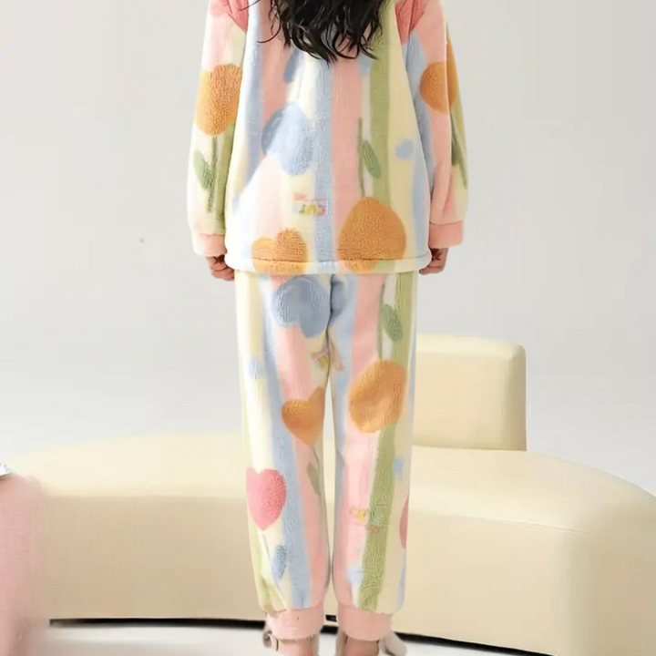 Romhilda - Exclusive, colourful plush women's pyjama set made for maximum comfort!