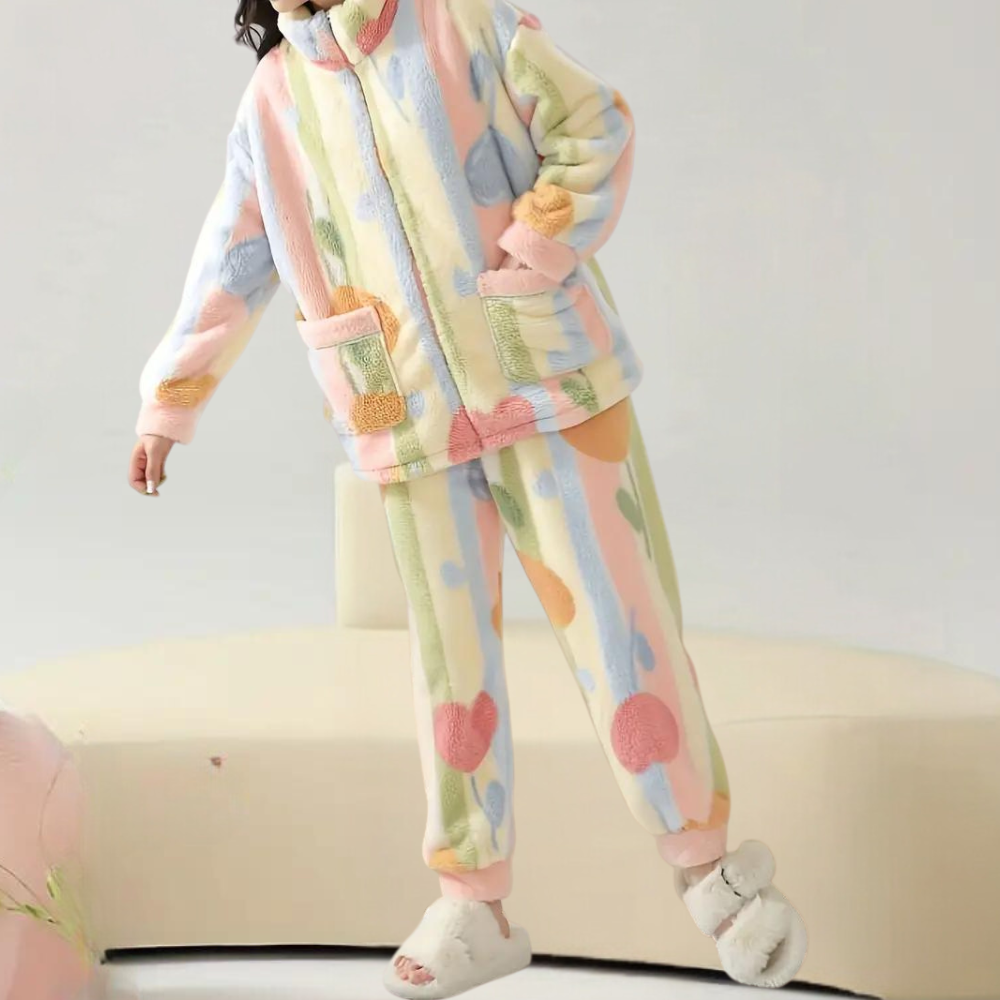 Romhilda - Exclusive, colourful plush women's pyjama set made for maximum comfort!
