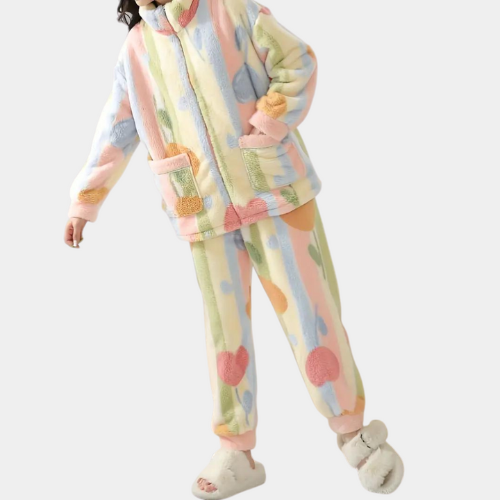 Romhilda - Exclusive, colourful plush women's pyjama set made for maximum comfort!