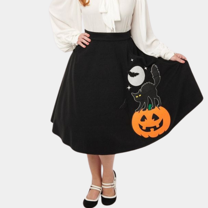 Jolan - Adorable cat and pom pom skirt for fashionable women