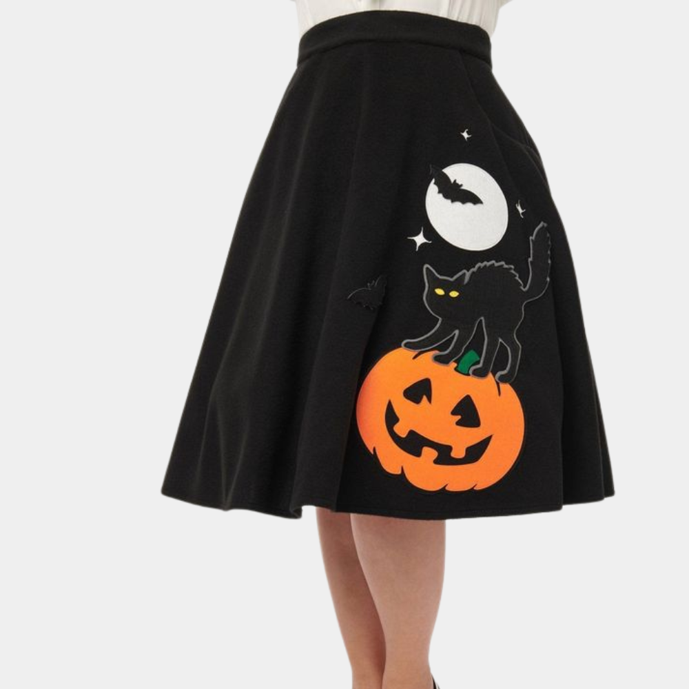 Jolan - Adorable cat and pom pom skirt for fashionable women