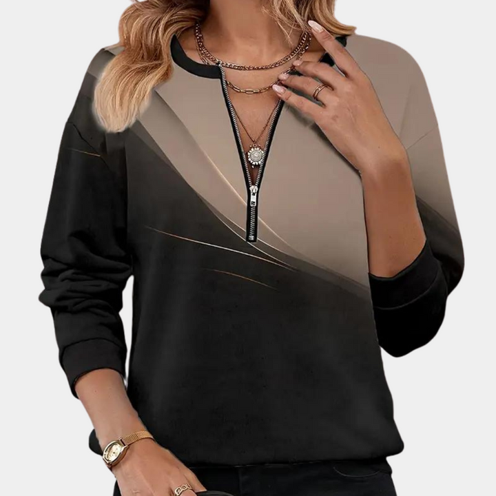 Stylish Galina women's blouse with fashionable zip fastening