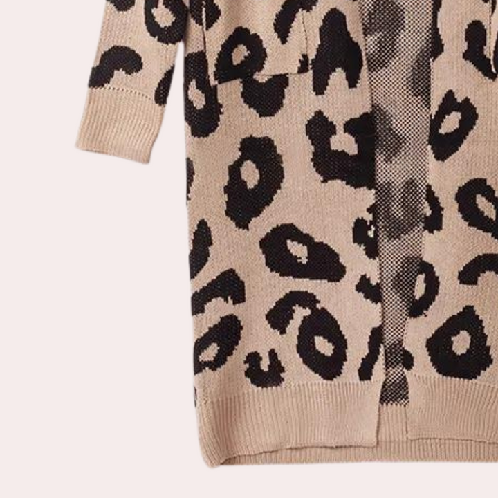 CLOTHILDE - Stylish long cardigan for women in trendy leopard pattern