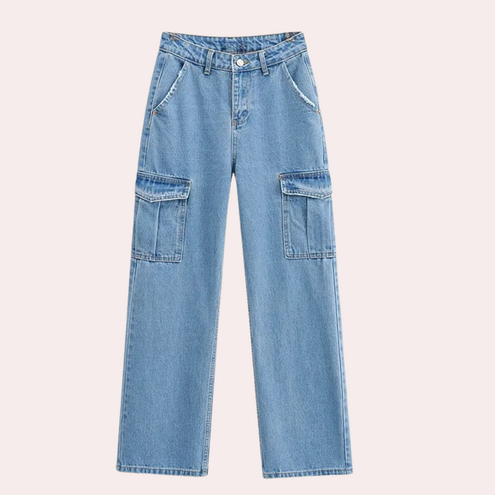 MAILANI - Stylish women's denim cargo trousers for a unique and fashionable look