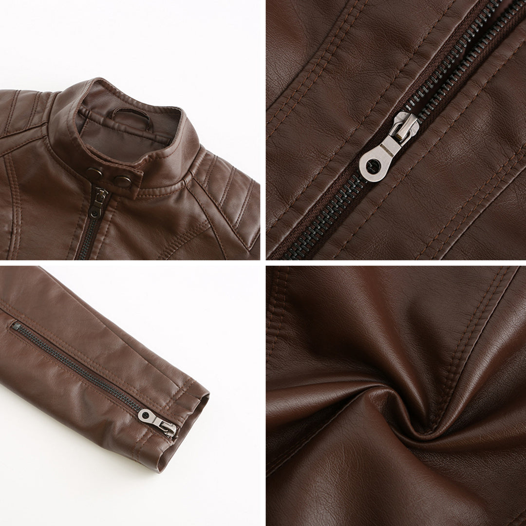 ANDRIJANA - Elegant leather jacket with a timeless design