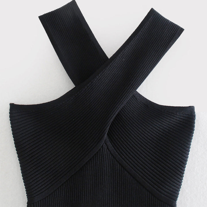 Stylish WAVERLY top with subtle criss-crossing straps for an elegant chic look
