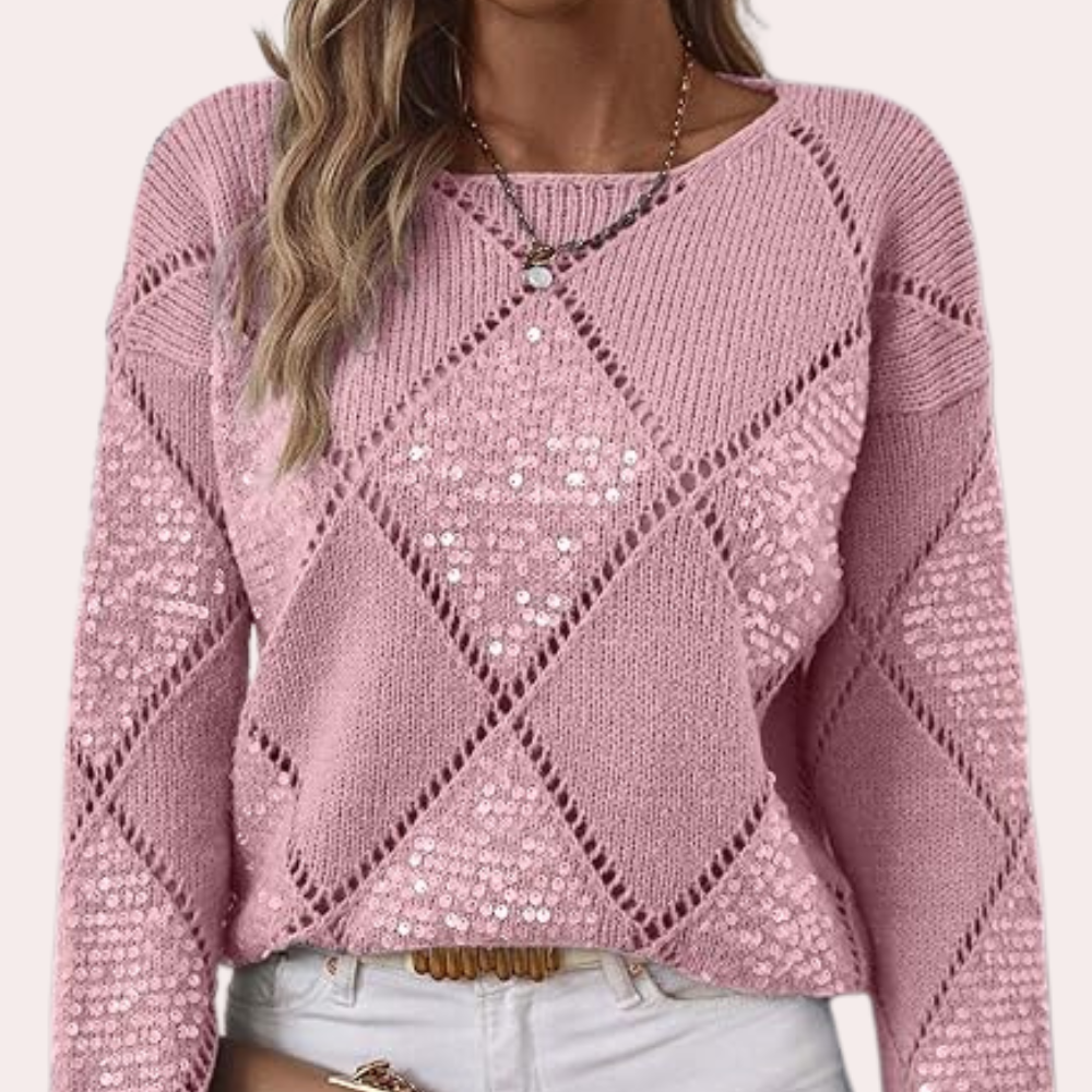 AZLYN - Elegant women's jumper with striking shiny sequins