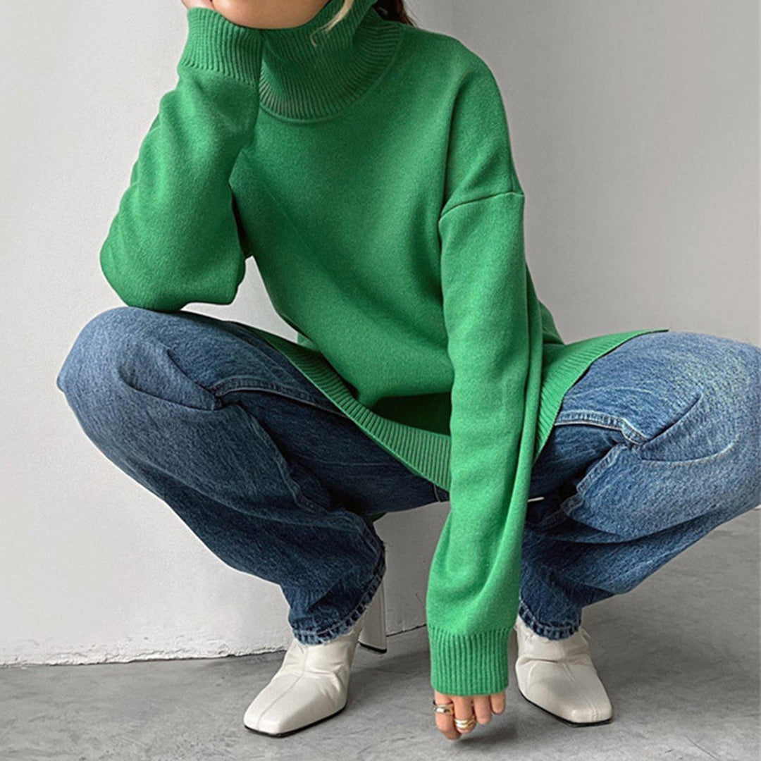AALIYAH - Elegant Sweater with Denim Slit in Ultrachic Style