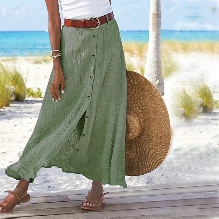 LEXIE - Elegant maxi skirt with striking front buttons