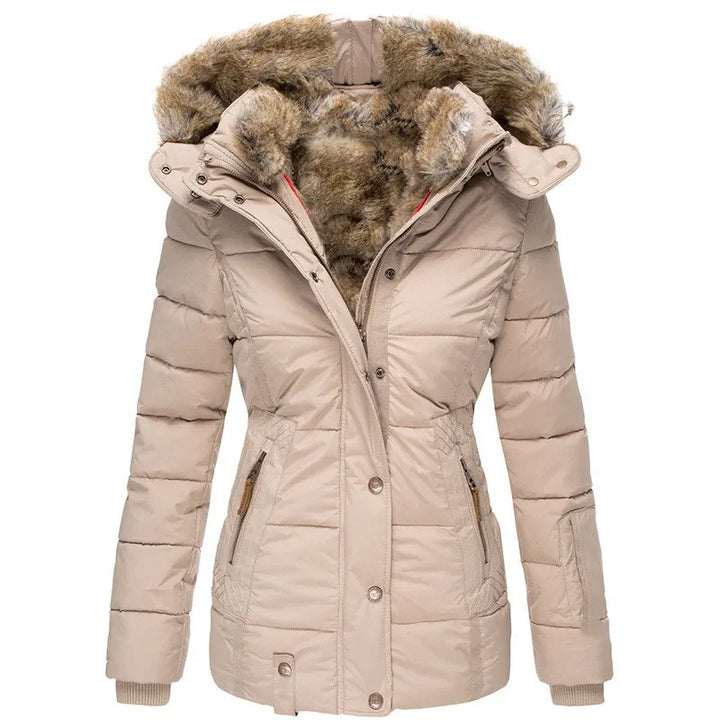 Simone™ luxury winter coat with elegant fur lining.