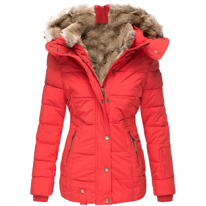 Simone™ luxury winter coat with elegant fur lining.