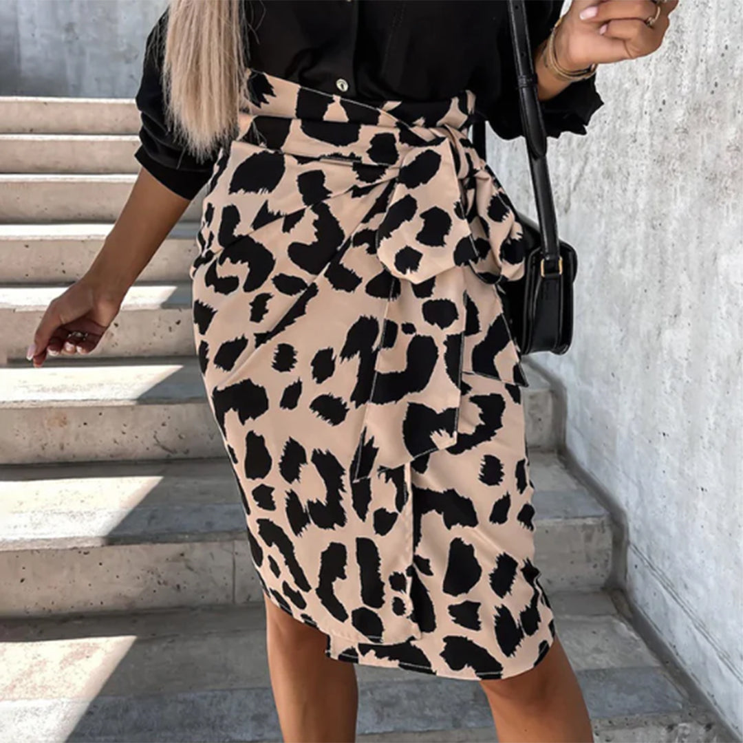 EHLEYR - Elegant skirt with fashionable leopard print