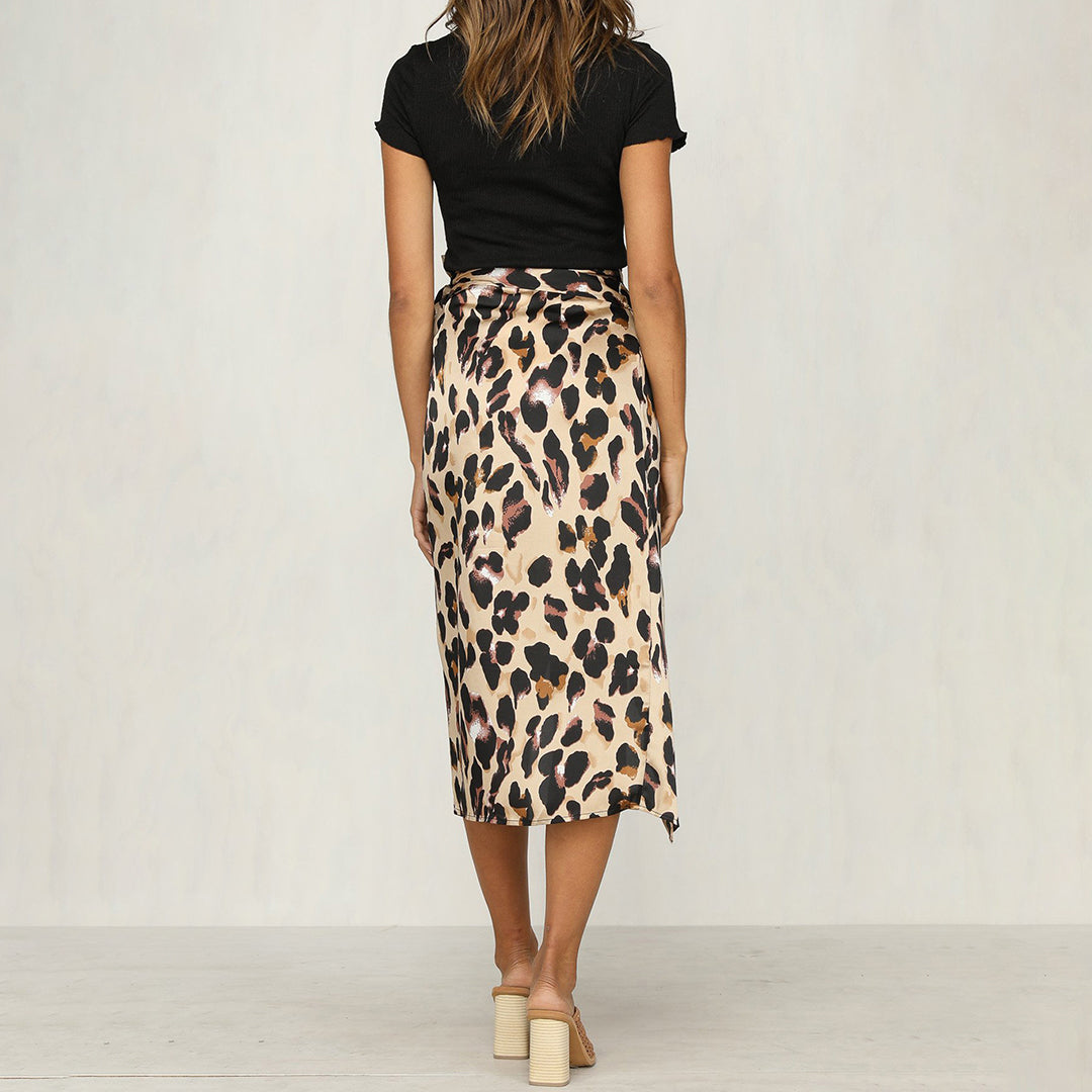 EHLEYR - Elegant skirt with fashionable leopard print