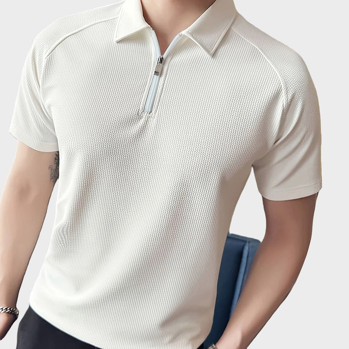 Stylish men's polo shirt with innovative zip fastening