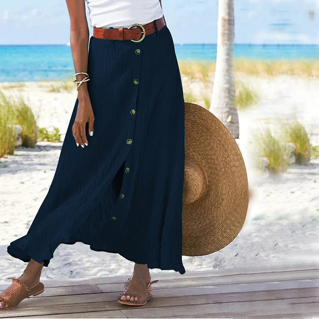 LEXIE - Elegant maxi skirt with striking front buttons