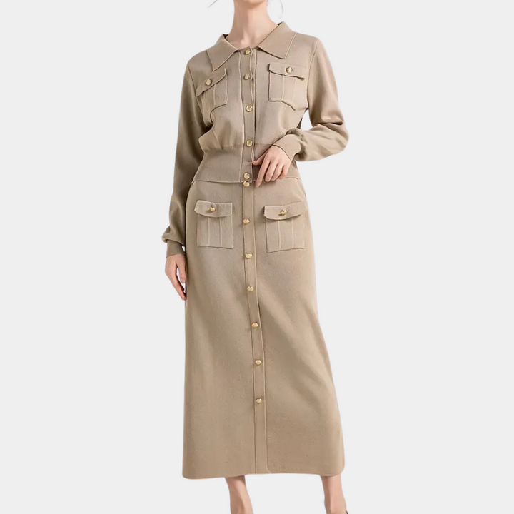 Stylish KARLISHIA two-piece women's set with elegant trim