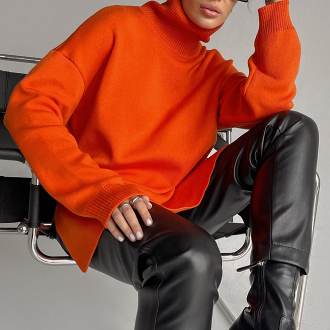 AALIYAH - Elegant Sweater with Denim Slit in Ultrachic Style