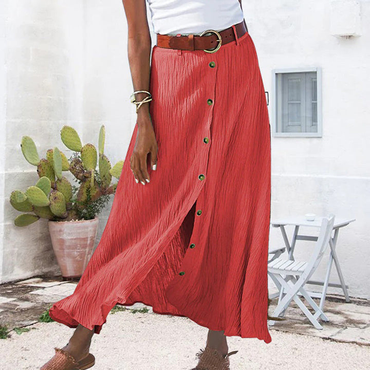 LEXIE - Elegant maxi skirt with striking front buttons