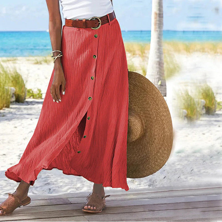 LEXIE - Elegant maxi skirt with striking front buttons