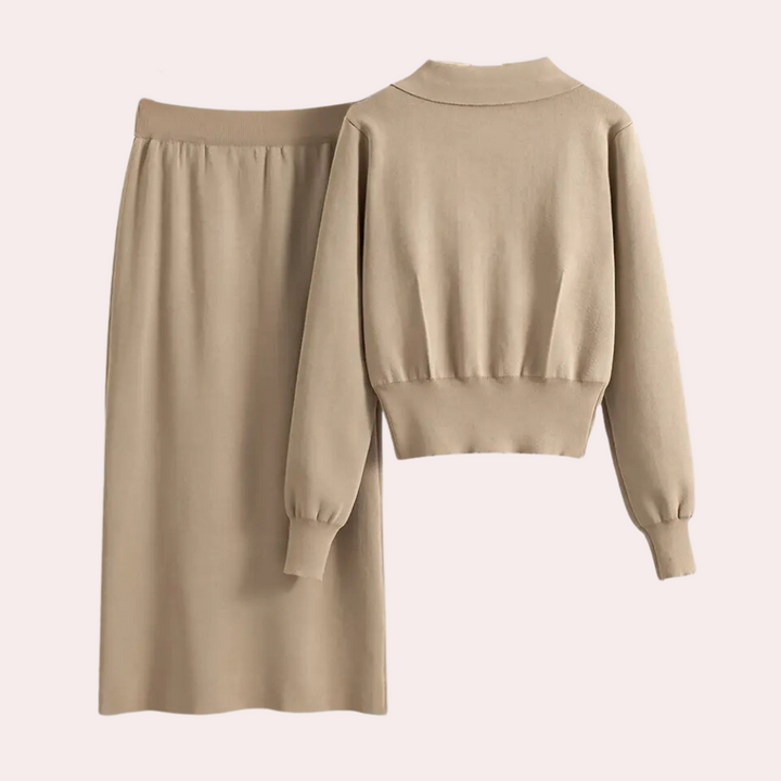 Stylish KARLISHIA two-piece women's set with elegant trim