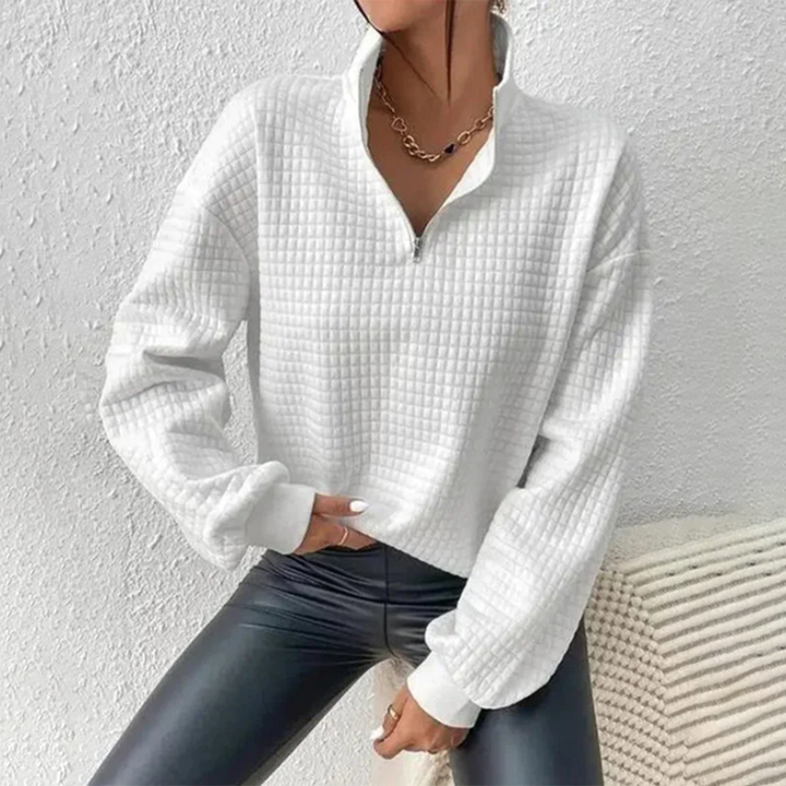 A stylish zip-up sweatshirt that adds elegance to any outfit