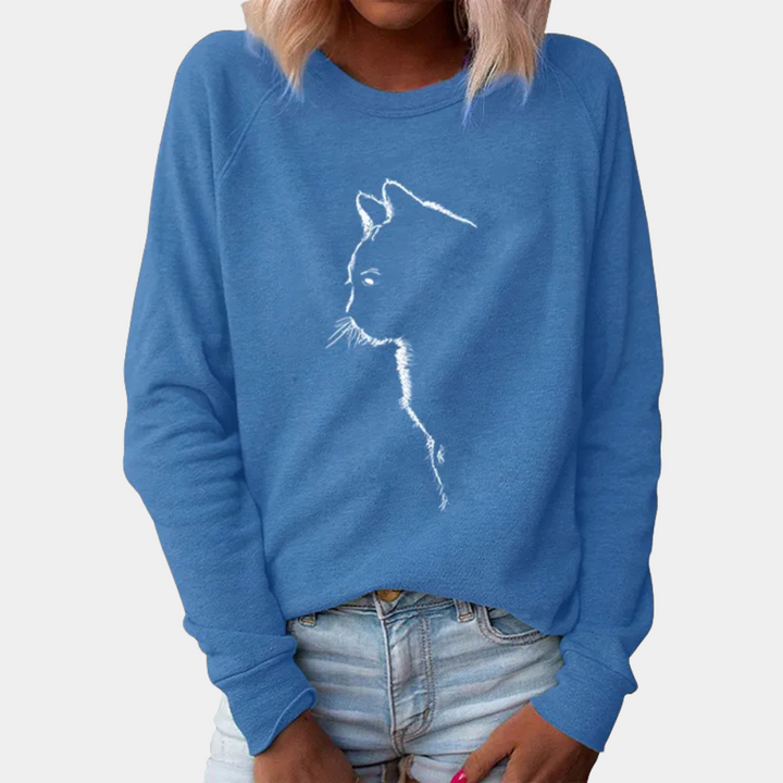 Stylish ladies' jumper with adorable cat - perfect for any occasion!