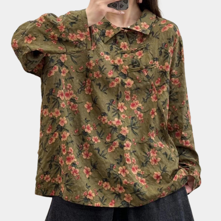 Luxurious Kianna women's blouse with elegant floral pattern