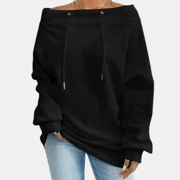 EDNA sweatshirt with frilled shoulders - a combination of comfort and modern feminine elegance!