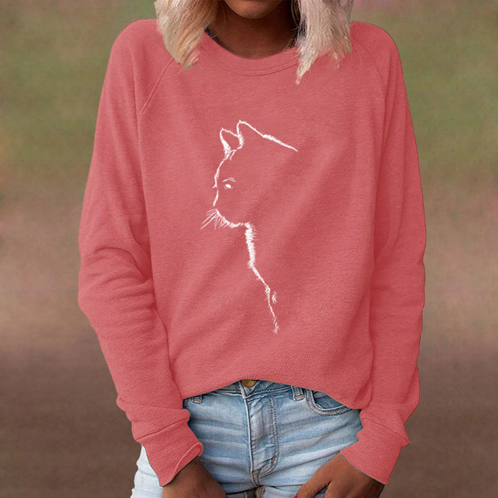 Stylish ladies' jumper with adorable cat - perfect for any occasion!
