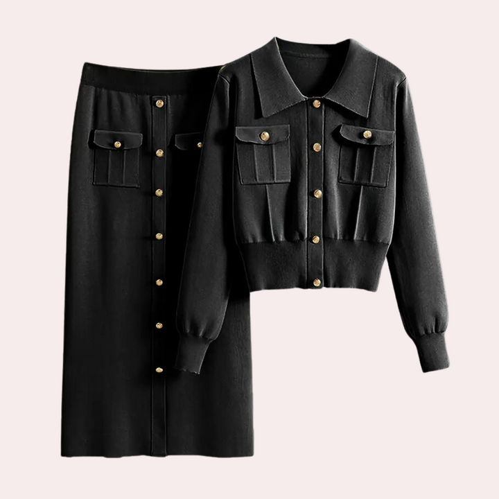Stylish KARLISHIA two-piece women's set with elegant trim