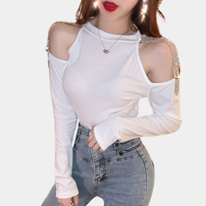 Stylish luxury CELINA shirt with epaulettes - the perfect choice for elegant and sophisticated women