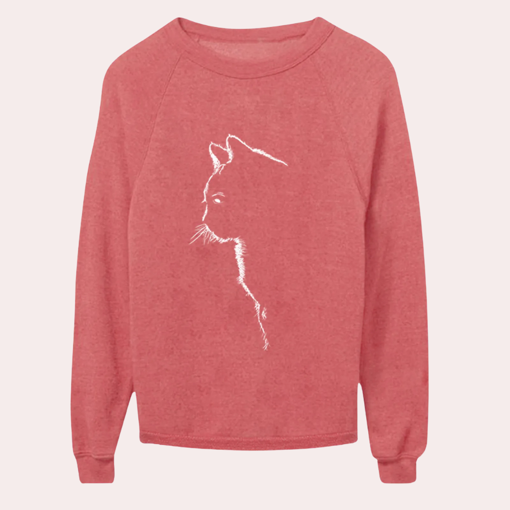 Stylish ladies' jumper with adorable cat - perfect for any occasion!