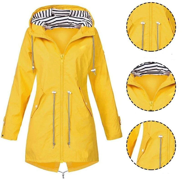 GENZINA - An elegant long waterproof coat that combines sophisticated style with reliable protection.