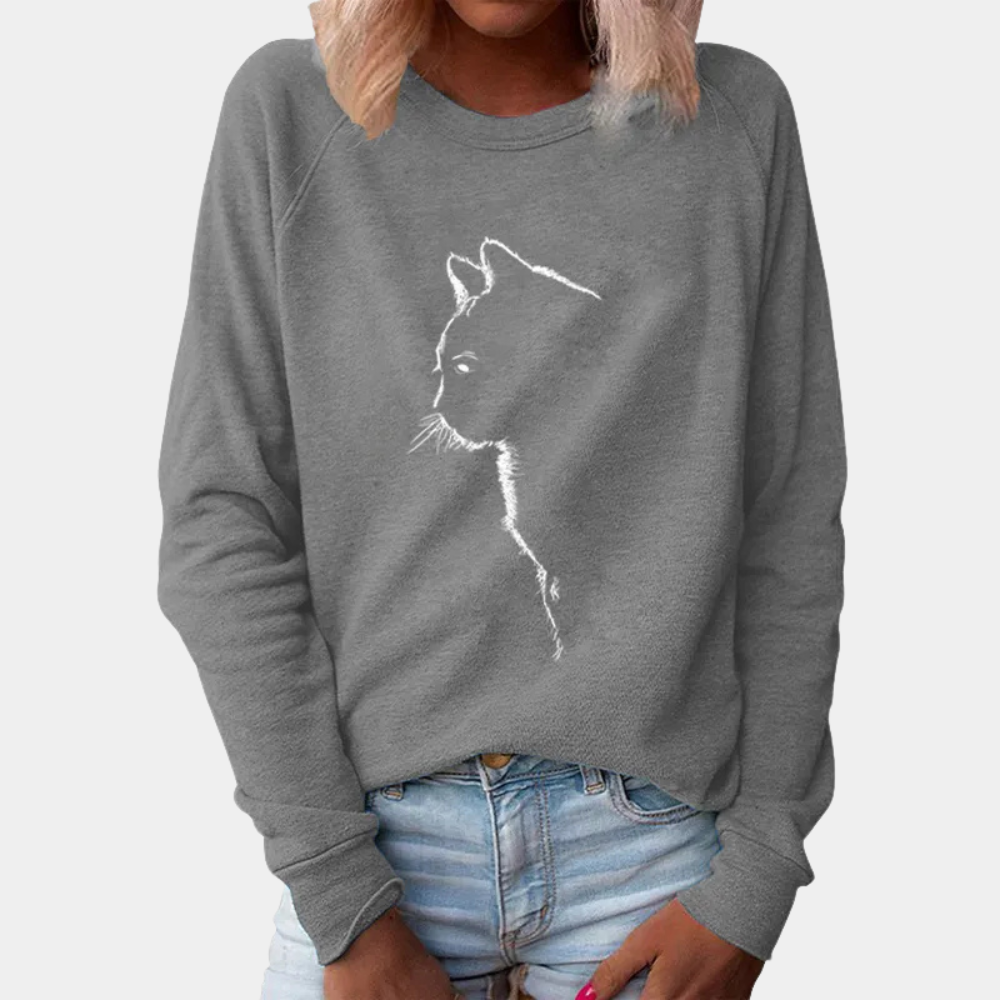 Stylish ladies' jumper with adorable cat - perfect for any occasion!