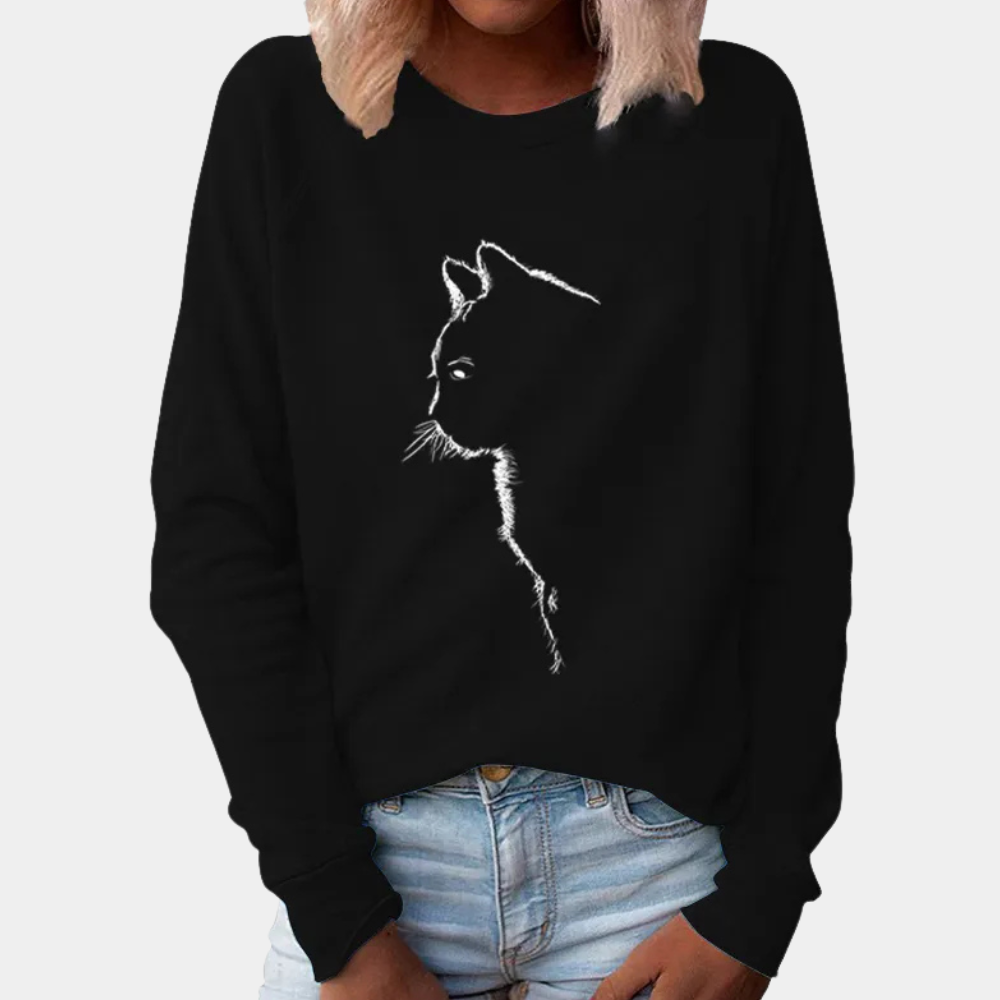 Stylish ladies' jumper with adorable cat - perfect for any occasion!