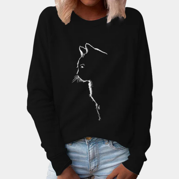 Stylish ladies' jumper with adorable cat - perfect for any occasion!